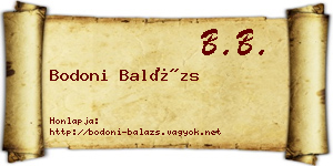 Bodoni Balázs névjegykártya